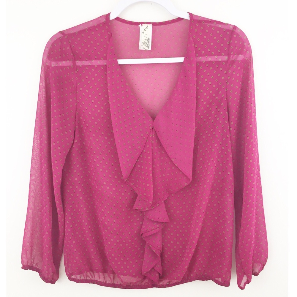 Francesca’s Sheer Flowy Blouse Size Small